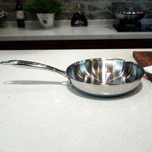 KINGARRY优雅系列20CM24CM无涂层不锈钢平底煎锅宝宝辅食