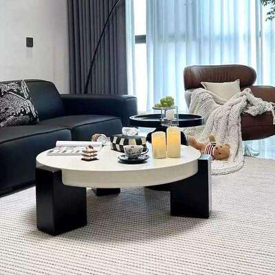 新款奶油风小户型茶几客厅现代轻奢简约公寓家用圆形创意组合