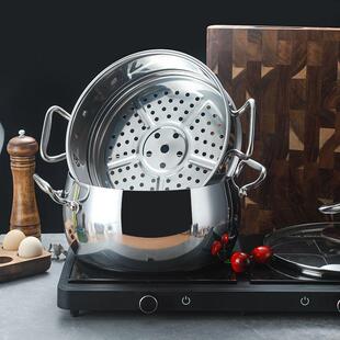 304不锈钢多层钢特厚蒸锅加高汤锅钢柄22-26CM外贸厂家出口出口款