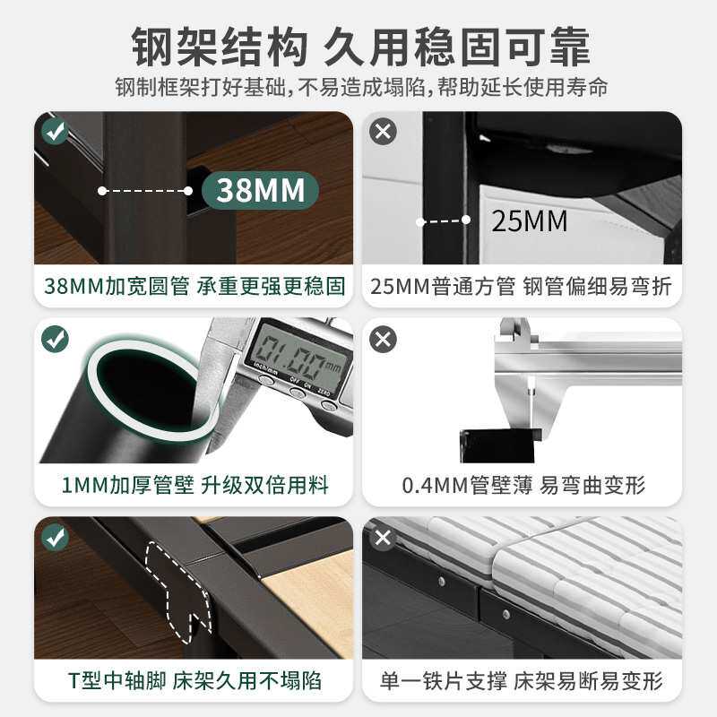 出租房硬板双人床实木折叠床1加固人家五米单人床一米2成简易床.