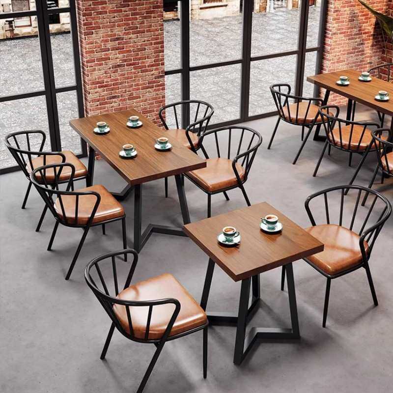 工业风餐桌椅复古烧烤店咖啡厅小方桌实木休闲酒吧火锅店桌椅组合