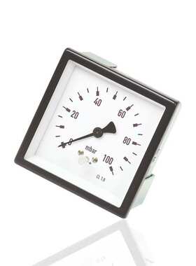 四方型膜盒微压表轴向织染机设备烧毛机用YESF-144Z 100mbar G1/2