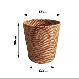 华飞越南藤编收纳筐杂物收纳筒圆形编织垃圾筒1635