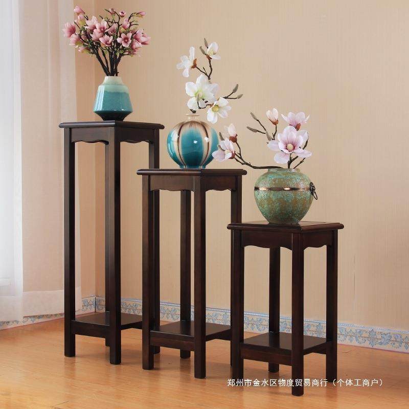 花架实木新中式客厅置物架室内兰花绿萝榆木花盆架玄关盆景架木