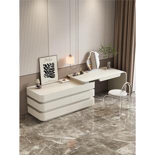 七号公寓意式极简梳妆台斗柜一体卧室现代高级感白色伸缩化妆桌