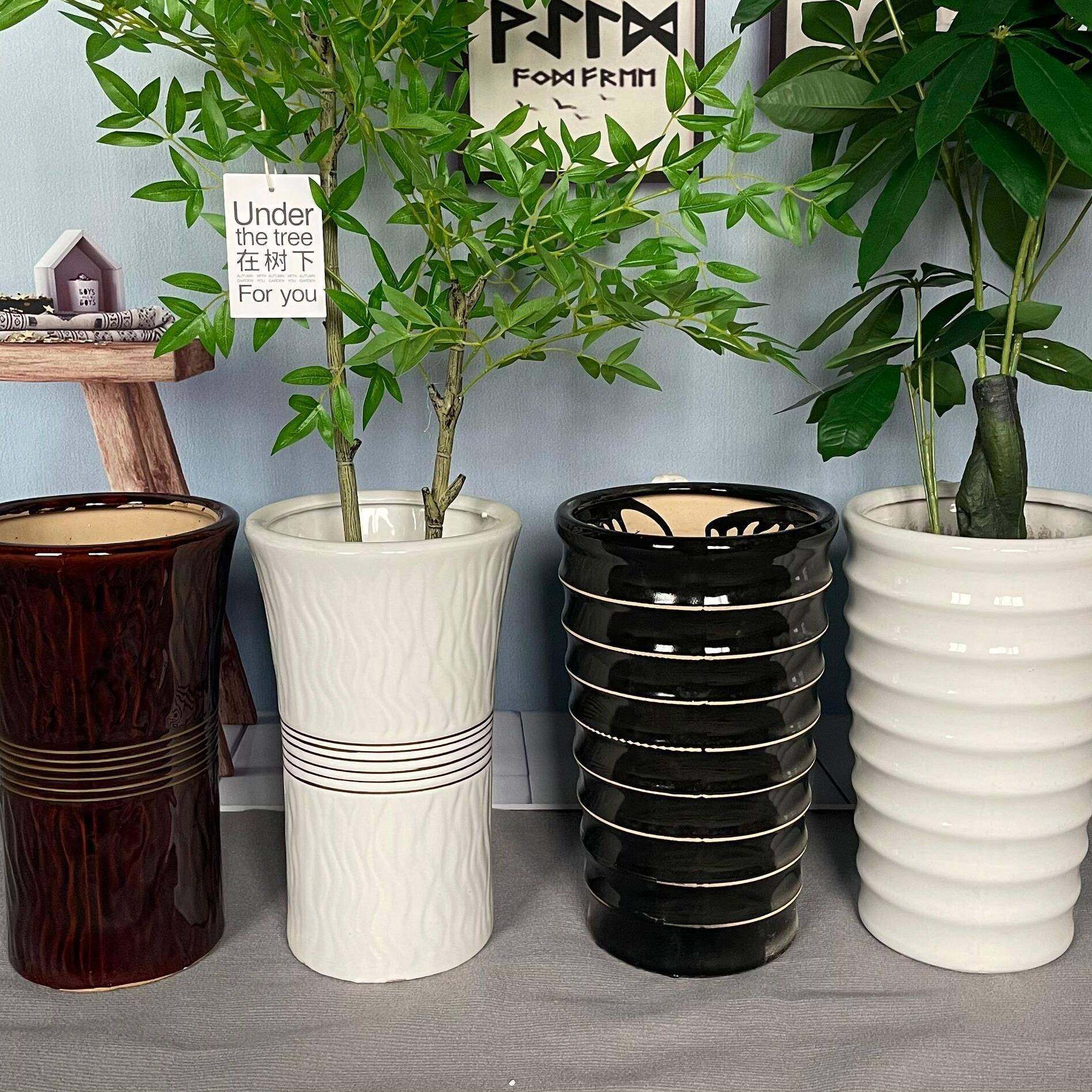 陶瓷花盆大号特大号家用简约带托盘高盆虎皮兰散尾葵发财树盆,收纳整理,烫衣板及配件,淘宝优惠券,粉丝福利购,淘宝优惠卷