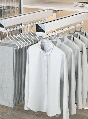 网红网红网红DESI裤架伸缩滑轨衣柜内置衣帽间抽拉裤架多功能顶装