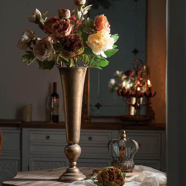欧式复古金色花瓶婚礼装饰道具特色餐厅桌面铁艺摆件花店插花瓶子