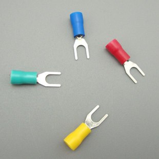 冷压接线端子 接线头SV1.25 4黄铜 叉形预绝缘接线端子