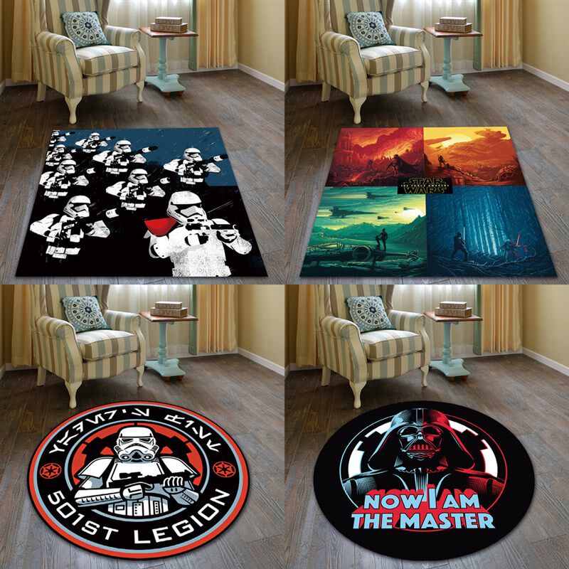 星球大战武士方圆形卧室男孩儿童房门厅防滑地毯地椅吊篮架子鼓垫