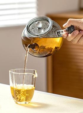 高硼硅耐热玻璃壶茶侧把壶泡茶壶花壶小型电茶陶炉煮TFF用茶壶家