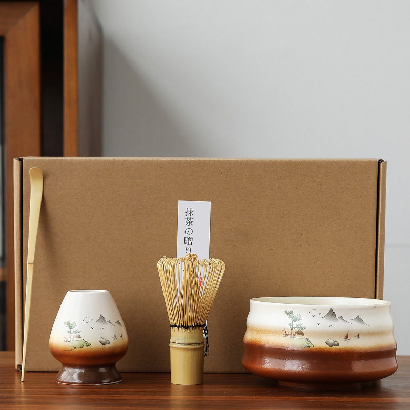 跨境日式窑变百本立抹茶套装打蛋器抹茶工具茶筅立宋代点茶具