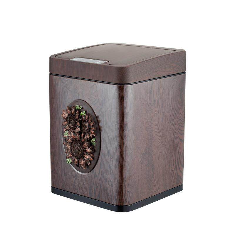 厂家大量垃01圾桶充电式智容能圾式桶新中木纹智能感应垃垃圾桶