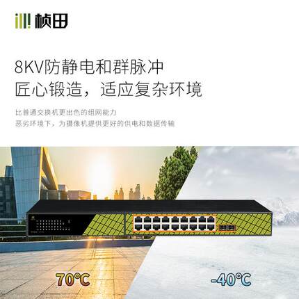 桢田20口千兆标准PoE交ZLN换机16个兆PO口+千2E兆上联+千2SFP光口