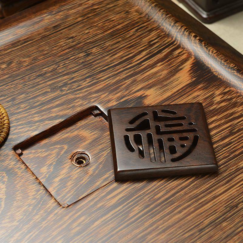 天然实14757木块翅木鸡茶盘号黑檀茶海家小用简约花梨整木茶台工