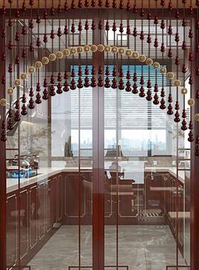 又堡桃门木葫芦水晶珠帘卧室帘隔玄关过道客断厅所84095免打孔厨