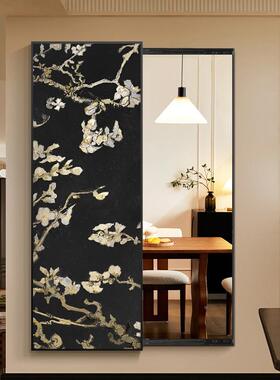 关中古风全身镜装饰画玄隐推藏式挡拉镜BYX子穿衣镜壁画遮试衣镜