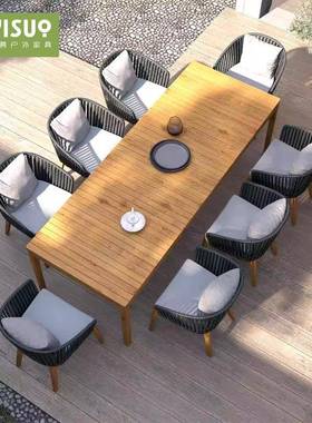 外塑木桌椅组合家具HTW露台院露庭天休闲阳台餐花园户茶桌防水防