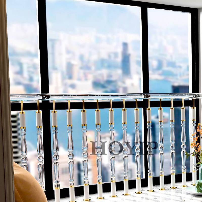 亚克力内飘窗栏杆105明高立柱专业厂家注透塑室档水晶护栏扶手