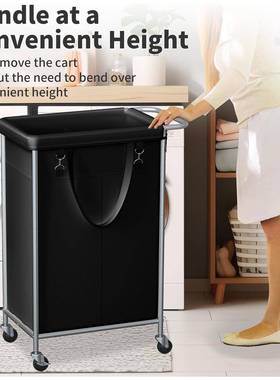 带轮子的洗篮布艺可拆卸折衣叠衬JAB垫钢带架柄毛毯手衣物收纳脏