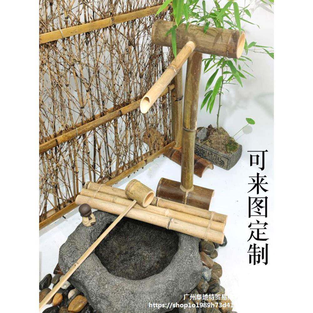 流器过摆件水泵滤竹筒水循RWR环水系统日式石槽竹鱼缸缸落地竹排