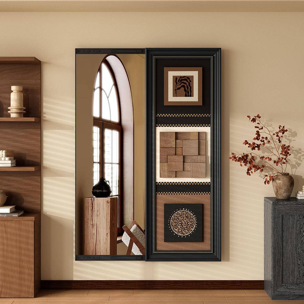 立体中穿古风镜子可遮挡可关隐闭藏形推拉暗藏式全HNQ身镜隐衣镜