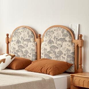 复PSO古软包实艺木黑胡全桃木床樱桃人木法式 1米8双床白橡木布大