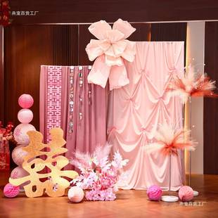 色狮婚房装饰女方晨醒袍背景布置套装酒婚礼拍TAI店照粉区1