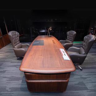 意式轻奢老板桌24335新胡中式办公桌椅黑大班北美桃现代全台实木