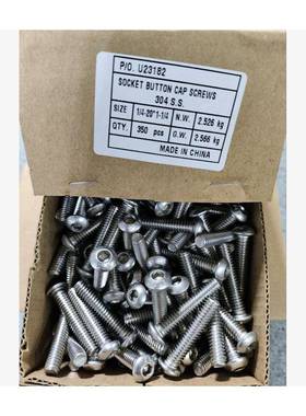 3014VFG美制不锈钢NSIB18/.3ABT内六角平圆头机螺1/4-20*-14