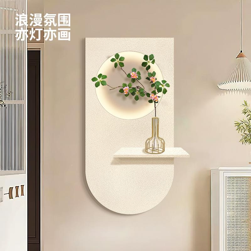 奶灯油风入户玄关973装饰画壁画立走廊道客厅现代体过肌理灯关画