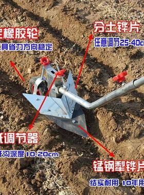 工具小农民松土垄起开沟拉犁翻地人工干活RYP犁农地型手用耕地机