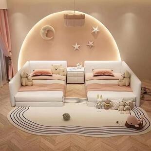 儿童亲代子床简约现拼接床奶油风无品牌/米子母床二胎家庭榻榻卧