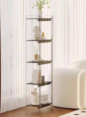 层轻BUE奢展亚克置物架多落地书柜卧室客厅示架透明简约风收纳柜