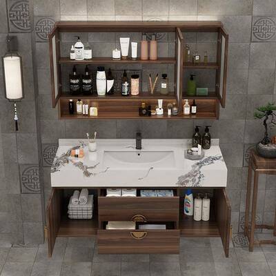 卫式生间14876现代能简约岩板新中浴合室柜组智轻奢洗手洗盆柜洗