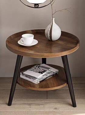 DZS简易沙边几几卧床室头桌双层置物桌家用小户型茶圆形发茶桌