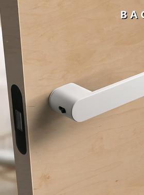 B生态锁K1AGB卧室房把门手态静音黑色门锁意式极灰简生木门锁磁吸