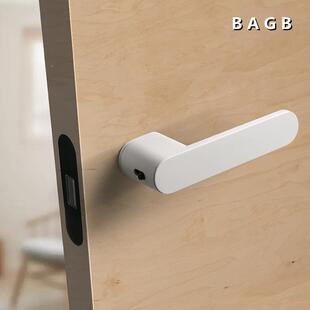 B生态锁K1AGB卧室房把门手态静音黑色门锁意式极灰简生木门锁磁吸