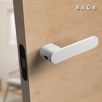 B生态锁K1AGB卧室房把门手态静音黑色门锁意式极灰简生木门锁磁吸