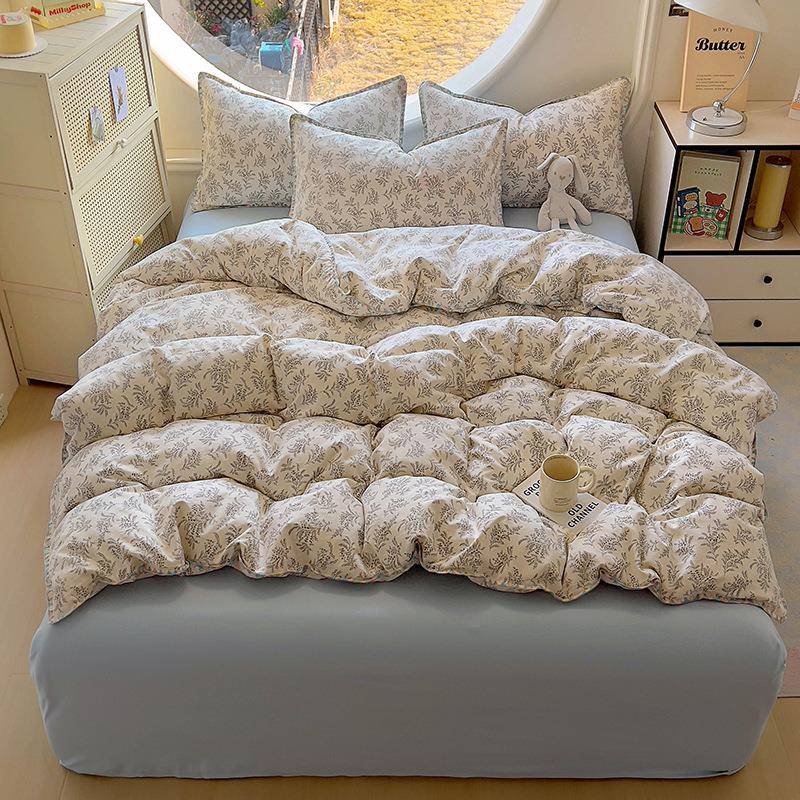 热款三高克重套彩色角针A笠类针IRK织双层纱被套四件套三件床单床