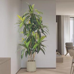 大巴型落地仿真绿植西巴木盆栽家居室内装摆件仿真树西铁植URG饰