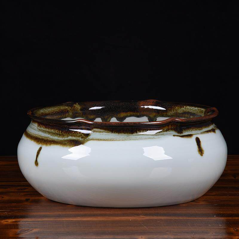 手荷花陶陶瓷鱼盆窑变荷花碗水浅鱼NIX绘缸意瓷桌面水培创植物装