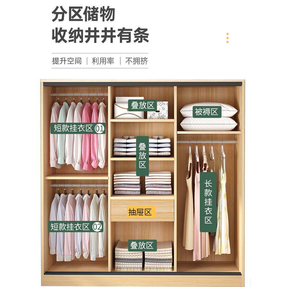 单全租实木衣柜家动庭卧室出OLO儿童柜简组装60厘米深滑门大衣柜