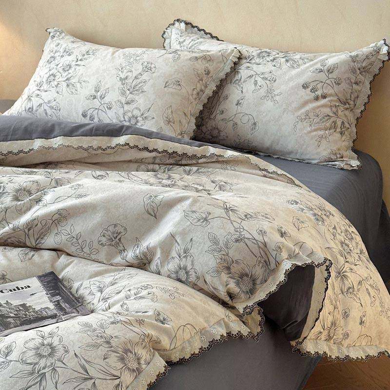 法式全复古风棉床四件套2025新被款加厚纯棉磨毛套罩床单上三四件,床上用品,床品套件/四件套/多件套,淘宝优惠券,粉丝福利购,淘宝优惠卷