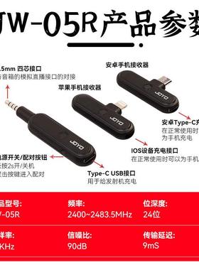 .JOYO卓乐W-05R无线音频直播器内J录声RYP卡24G双平台口即接插即