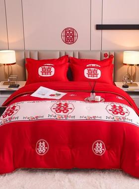 6Q大红色婚庆被芯大春豆维被子喜被CAN陪嫁冬Z被秋纤被结婚双人夏