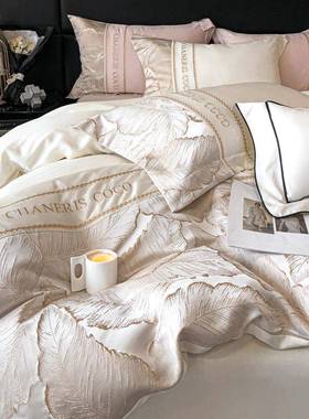 ZQF77MHM65轻奢风床丝品欧天四件套季冰丝被套床单式真丝南通家纺