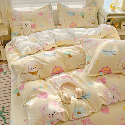 可单AZP爱卡通棉四套南通家纺床上用件品春季全棉床纯三件套宿舍