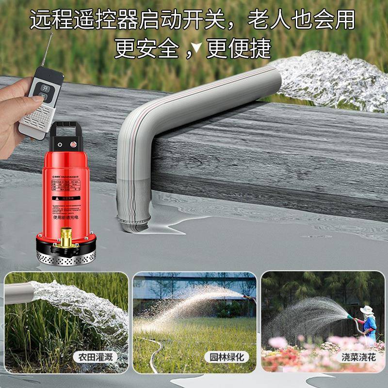 充电潜水FZK泵无线遥控抽水机4分6分1寸水泵农流用灌溉12V抽直水