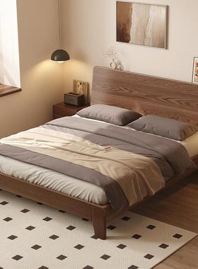 全木实床1米18双人床主YGS卧.5米橡出木床租房屋用胡桃色1米2单人